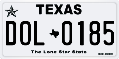 TX license plate DOL0185