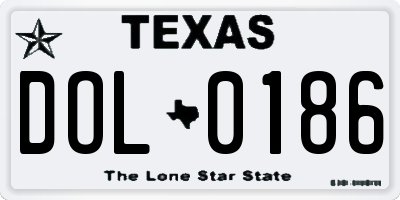 TX license plate DOL0186