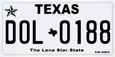 TX license plate DOL0188