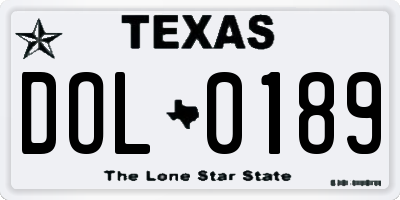 TX license plate DOL0189