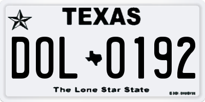 TX license plate DOL0192