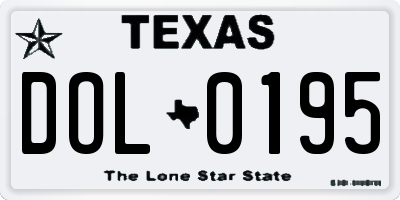 TX license plate DOL0195