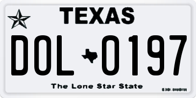 TX license plate DOL0197