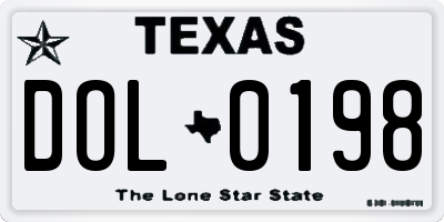 TX license plate DOL0198