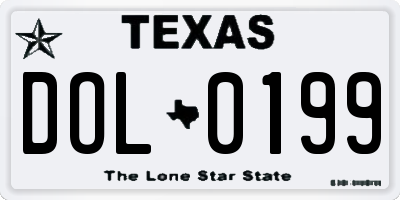 TX license plate DOL0199