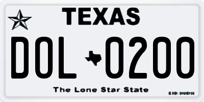TX license plate DOL0200