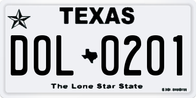 TX license plate DOL0201