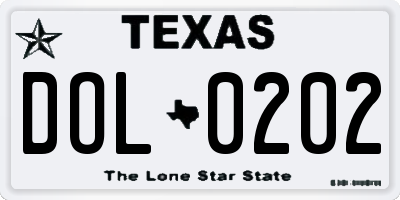 TX license plate DOL0202