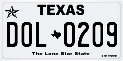 TX license plate DOL0209