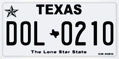 TX license plate DOL0210