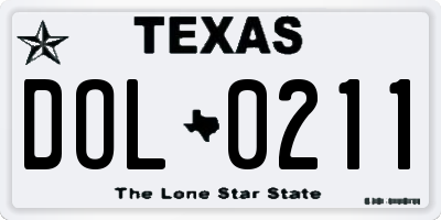 TX license plate DOL0211