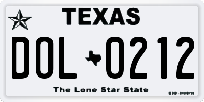 TX license plate DOL0212
