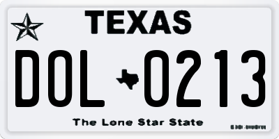 TX license plate DOL0213