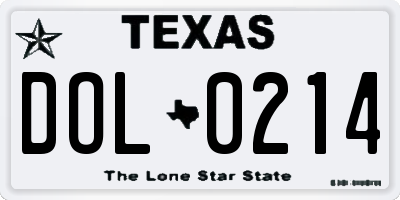 TX license plate DOL0214