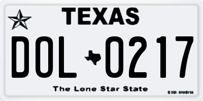 TX license plate DOL0217