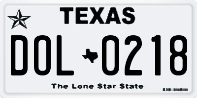 TX license plate DOL0218