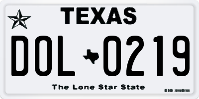 TX license plate DOL0219