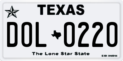 TX license plate DOL0220