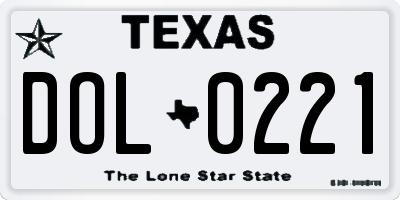 TX license plate DOL0221