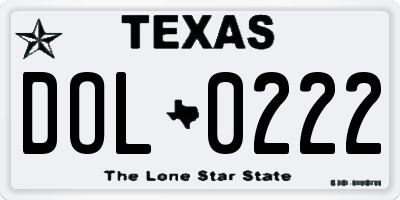 TX license plate DOL0222