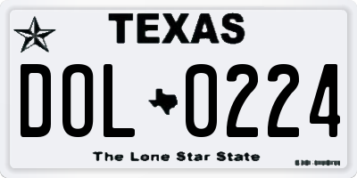 TX license plate DOL0224