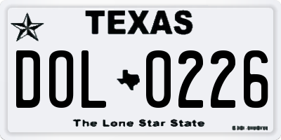 TX license plate DOL0226