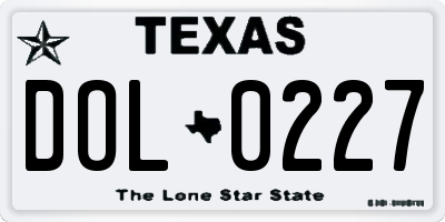 TX license plate DOL0227