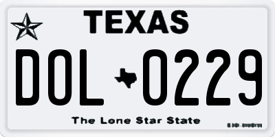 TX license plate DOL0229