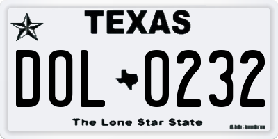 TX license plate DOL0232