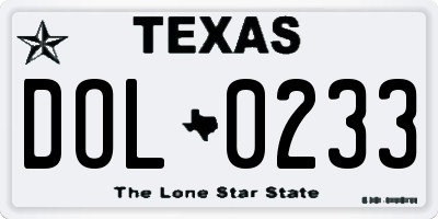 TX license plate DOL0233