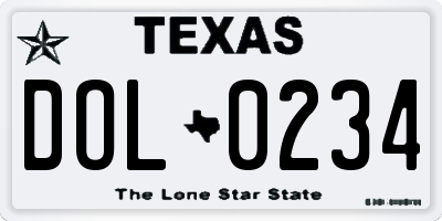 TX license plate DOL0234
