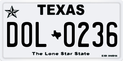 TX license plate DOL0236