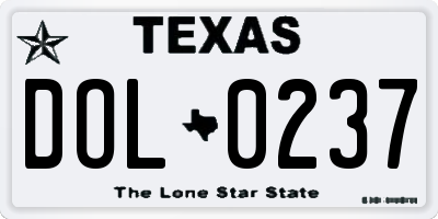 TX license plate DOL0237