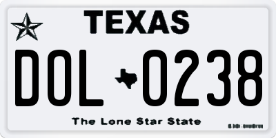 TX license plate DOL0238
