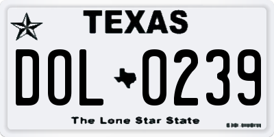 TX license plate DOL0239