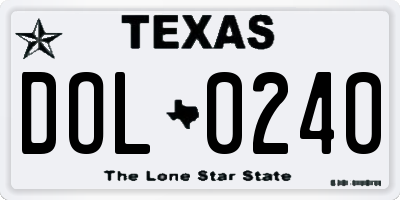 TX license plate DOL0240
