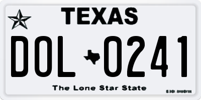 TX license plate DOL0241