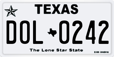 TX license plate DOL0242