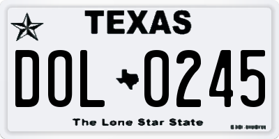 TX license plate DOL0245