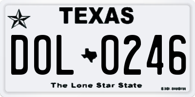 TX license plate DOL0246