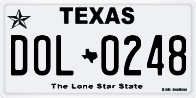 TX license plate DOL0248