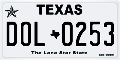 TX license plate DOL0253