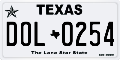 TX license plate DOL0254