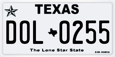 TX license plate DOL0255