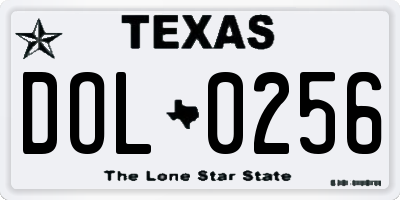 TX license plate DOL0256