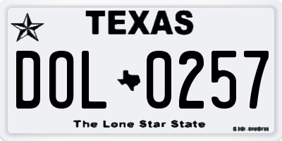 TX license plate DOL0257