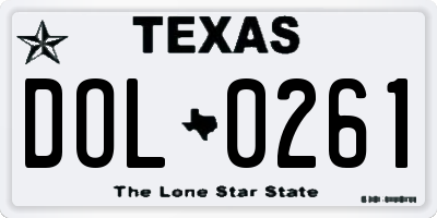 TX license plate DOL0261