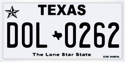 TX license plate DOL0262