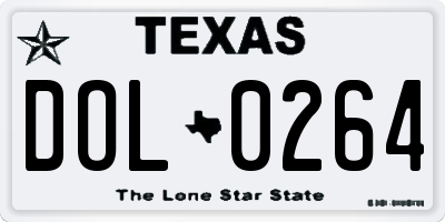 TX license plate DOL0264