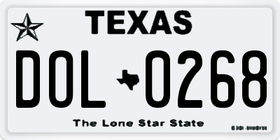 TX license plate DOL0268